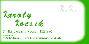 karoly kocsik business card